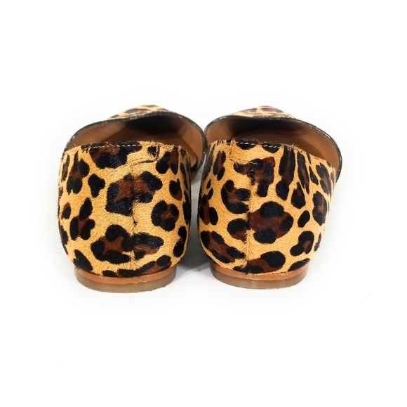 J CREW Womens Zoe Calf Hair Leopard D'orsay Leather Flats Pointed Toe Size 6 - Picture 4 of 9